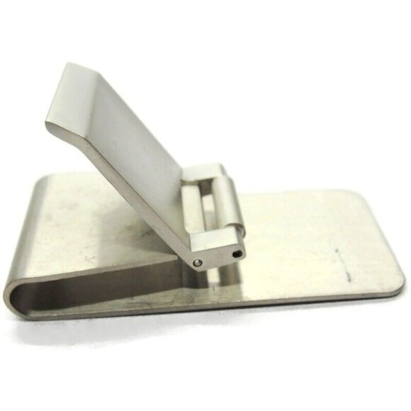 Money Clip Classic Diamond Pattern Silver Tone Stainless Wallet Card Cash ID - Picture 8 of 8